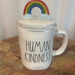 Rae Dunn Human Kindness Coffee Mug with Lid Rainbow